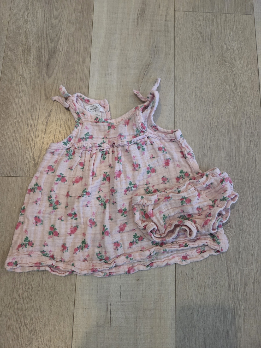 Mud Pie Pink Floral Muslin Dress and Bloomers